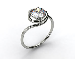 14k White Gold Solitaire Swirl AE133 by Danhov Designer Engagement Ring